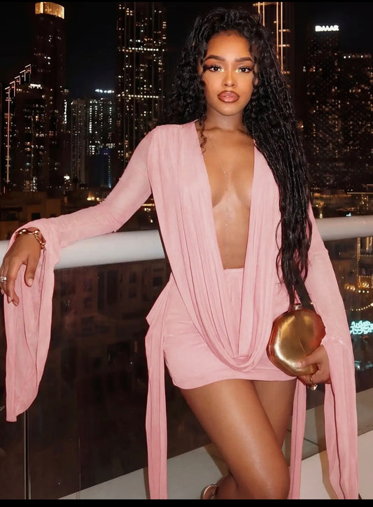 Soft Life Only Mesh Mini Dress – Blush Pink